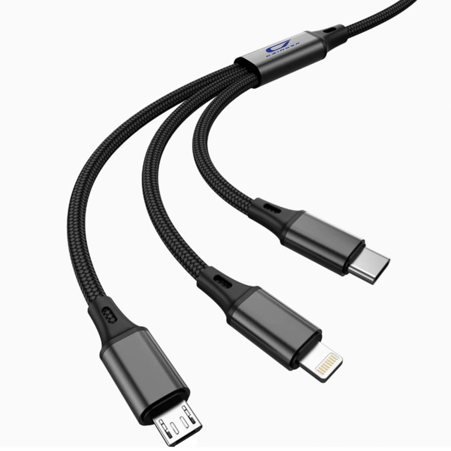 Nylon Braided 3-in-1 Charging Cables - Custom Shot Glass Now