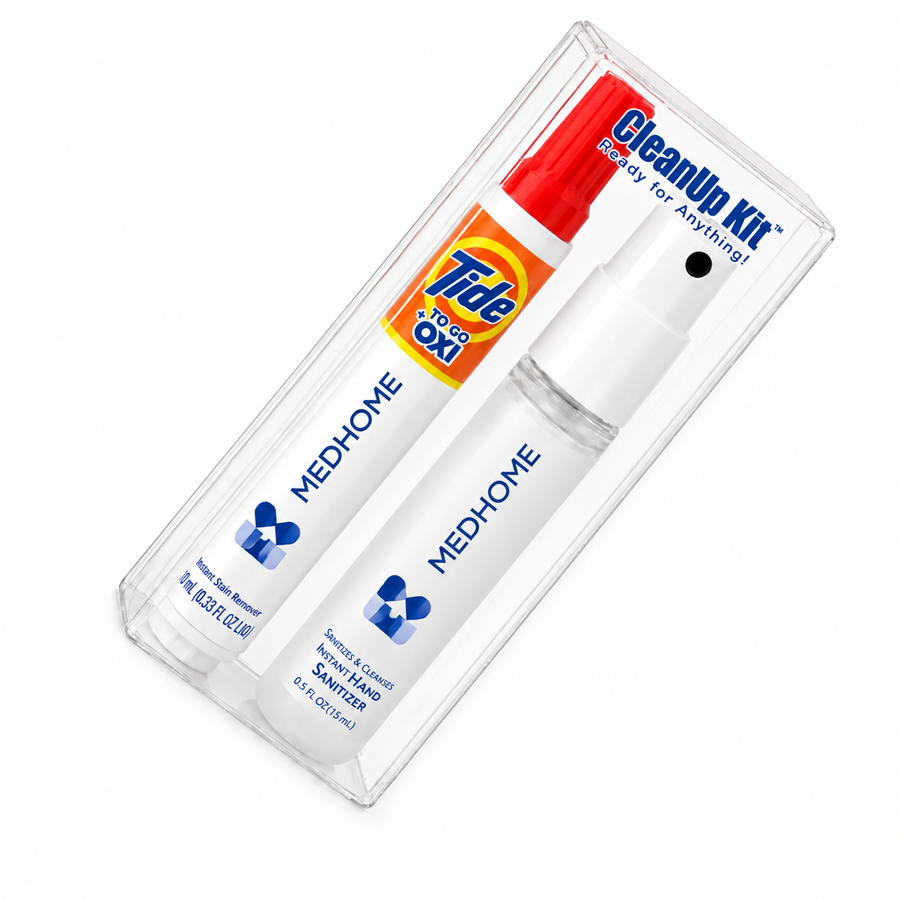 CleanUp Kit - Tide® to Go + Oxi and Sani-Pen® Clipless™ Travel Kits - Custom Shot Glass Now
